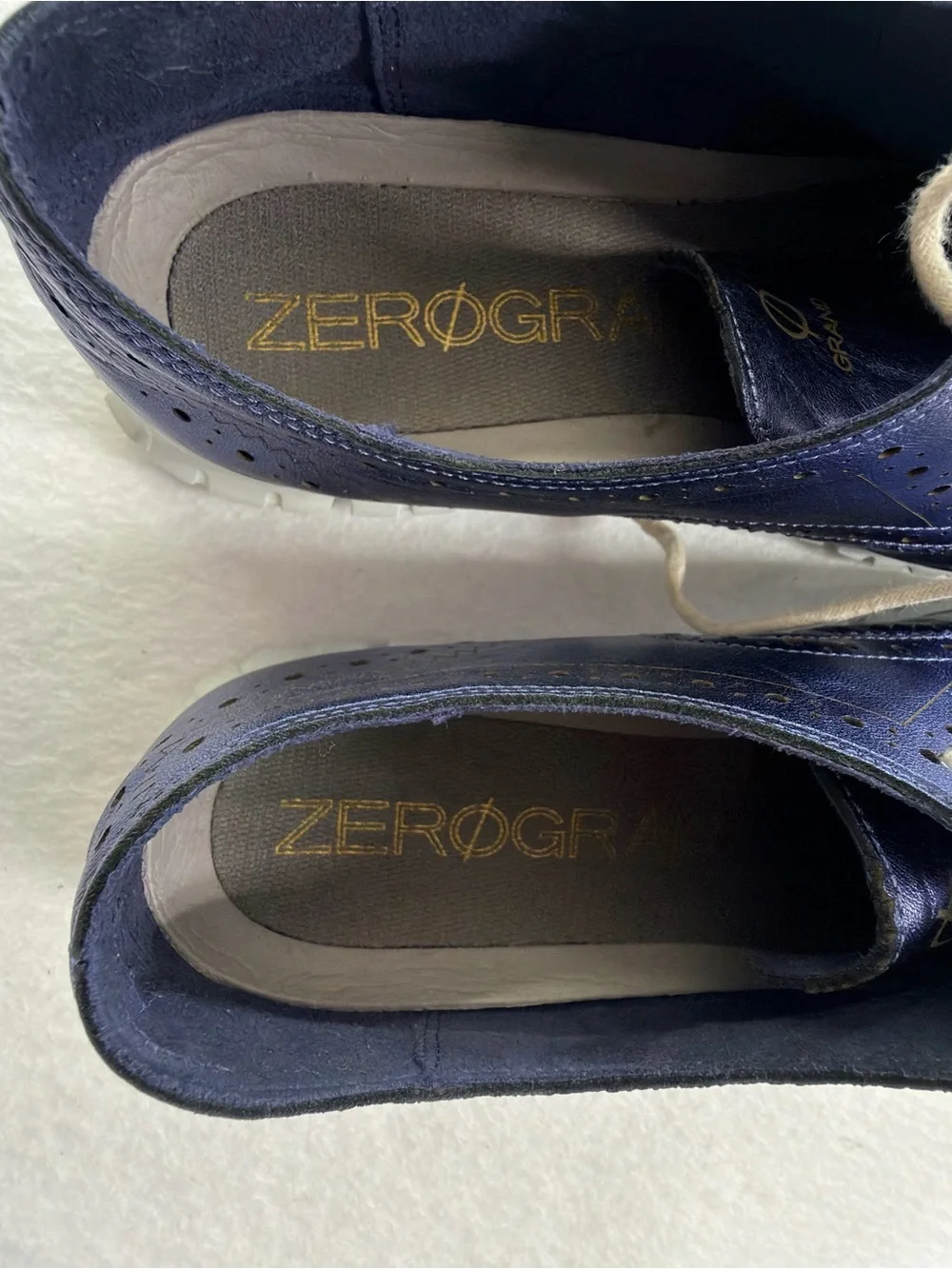 Cole Haan Zerogrand Womens 8.5B Metallic Blue Leather Comfort Wingtip Oxford